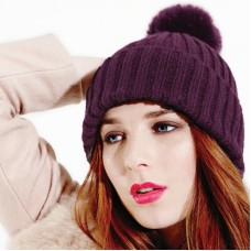 Beechfield Women's Faux Fur Pom Pom Arosa Bobble Beanie Hat