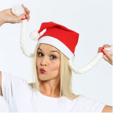 Christmas Shop Adult's Blonde Plait Santa Hat