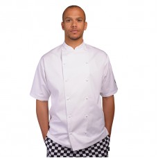 Le Chef Men's Cap Stud Short Sleeve Executive Chefs Jacket