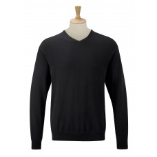 Russell Collection Mens Contemporary V-neck Knitted Sweater