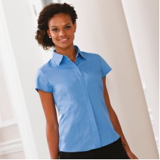 Russell Collection Women's Easycare Fitted Cap Sleeve Poplin Shirt