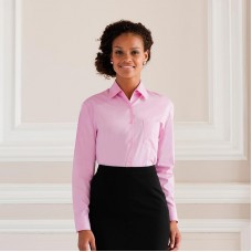 Russell Collection Ladies Easycare Long Sleeved Poplin Fabric Shirt