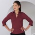 Russell Collection Women's 3/4 Sleeve Zip Top Stretch Fabric Shirt