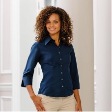 Russell Collection Women's Tencil Fabric 3/4 Sleeve Fitted Shirt