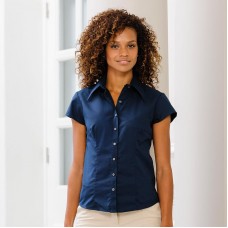 Russell Collection Women's Tencil Fabric Cap Sleeve Fitted Shirt Russell Collection Women's Tencil Fabric Cap Sleeve Fitted Shirt