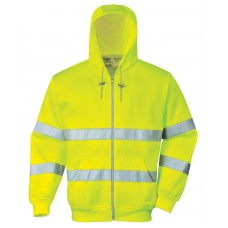 Portwest Men's High Visibility Full Zip Hooded Sweatshirt
