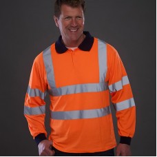 Yoko Men's High Vis Long Sleeve Work Polo Shirt - Hvj310