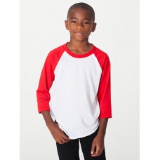 American Apparel Youth's Poly-cotton 3/4 Sleeve Raglan T-shirt