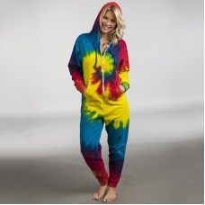 Colourtone Adult's Tie Die Rainbow Print Onesie