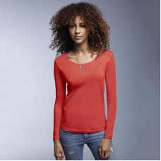 Anvil Women's Long Sleeve Sheer Scoop Neck T-shirt