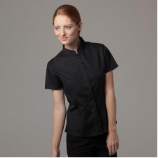 Kustom Kit Bargear Women's Mandarin Collar Short Sleeved Bar Shirt Kustom Kit Bargear Women's Mandarin Collar Short Sleeved Bar Shirt