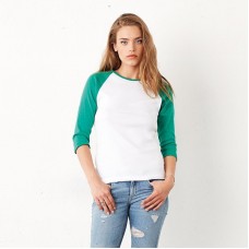 Bella Canvas Ladies Baby Rib 3/4 Sleeve Contrast Raglan T-shirt