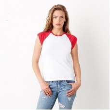 Bella Canvas Ladies Baby Rib Cap Sleeve Contrast Raglan T-shirt