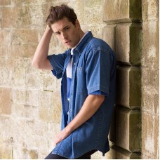 Front Row Men's Short Sleeve Denim Shirt