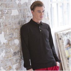 Henbury Men's Classic Long Sleeved Stand Up Collar Polo Shirt