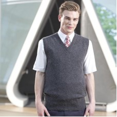 Henbury Men's Sleeveless Lambswool V-neck Jumper
