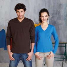 Kariban Ladies Long Sleeve V-neck T-shirt