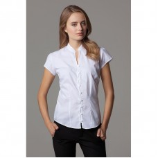 Kustom Kit Women's Continental Mandarin Collar Cap Sleeve Blouse