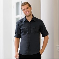 Russell Collection Men's Roll-sleeve Long Sleeve Shirt