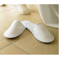 Towel City Adult's Closed Toe Waffle Fabric Mule Slippers