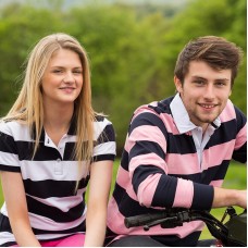 Front Row Women's Stripped Pique Polo Shirt