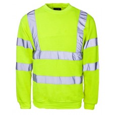 Supertouch Men's High Visibility Crew Neck Sweatshirt In Yellow