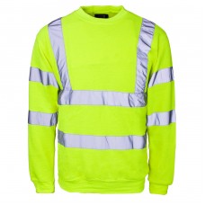 Supertouch Men's High Visibility Crew Neck Sweatshirt In Black