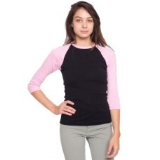 American Apparel Women's Baby Rib Cotton 3/4 Sleeve Raglan T-shirt