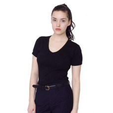 American Apparel Women's Baby Rib Cotton Short Sleeve V-neck T-shirt