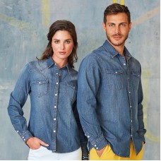 Kariban Women's Fitted Long Sleeve Denim Shirt
