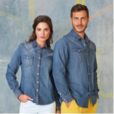 Kariban Men's Fitted Long Sleeve Denim Shirt