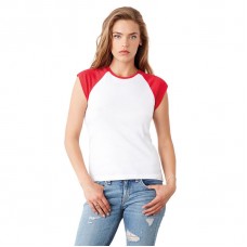 Bella Canvas Ladies Baby Rib Cap Sleeve Contrast Raglan T-shirt