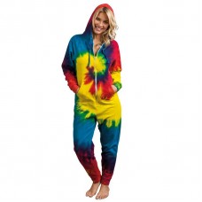 Colourtone Adult's Tie Die Rainbow Print Onesie