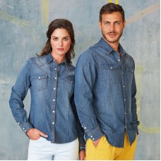 Kariban Women's Fitted Long Sleeve Denim Shirt