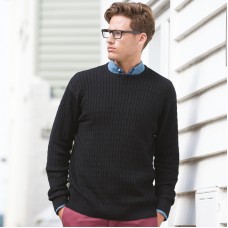 Front Row Men's Cable Knit Crew Neck Jumper