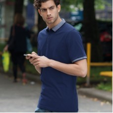 Skinni Fit Men's Fashion Slim Fit Jacquard Contrast Polo Shirt