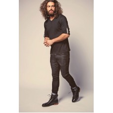 Brave Soul Men's Cortex Button V-neck Long Sleeve Top