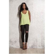 Brave Soul Women's Tayla Loose Fit Sheer Vest T-shirt