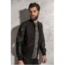 Brave Soul Men's Detroit Pu Sleeved Wool Mix Baseball Jacket