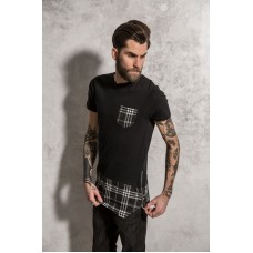 Brave Soul Men's Simon Pocket Long Length Tartan T-shirt