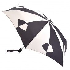 Lulu Guinness Umbrella In 50/50 Stone & Black Lips