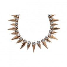 Fiorelli Costume Gold Spike Necklace With Clear Crystals