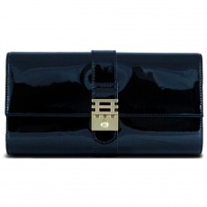 Florian London Iconic Alice Clutch Bag In Black Patent
