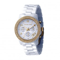 Michael Kors Watch In White And Crystal Ceramic  - Chronograph