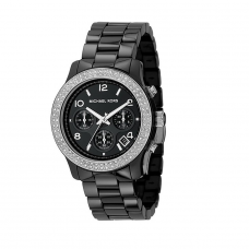 Michael Kors Watch In Black And Crystal Ceramic  - Chronograph