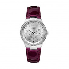 Guess Watch Silver Balcony Leather Strap