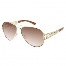 Guess Sunglasses In An Aviator With Metal Chain Arms In Chrome Silver