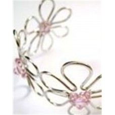 Silver With Pink Stones Bangle Silver With Pink Stones Bangle