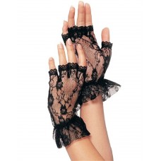 Black Wrist Length Gloves G1205 By Leg Avenue