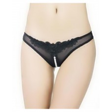 Black Pearl Embroidered Beaded G-string